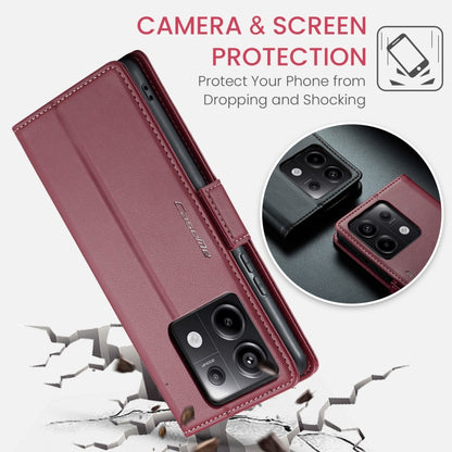 For Xiaomi Redmi Note 13 Pro 5G CaseMe 023 Butterfly Buckle Litchi Texture RFID Anti-theft Leather Phone Case(Wine Red) - Xiaomi Cases by CaseMe | Online Shopping UK | buy2fix