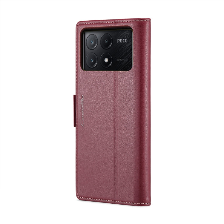 For Xiaomi Poco X6 Pro 5G/Redmi K70E 5G CaseMe 023 Butterfly Buckle Litchi Texture RFID Anti-theft Leather Phone Case(Wine Red) - K70E Cases by CaseMe | Online Shopping UK | buy2fix