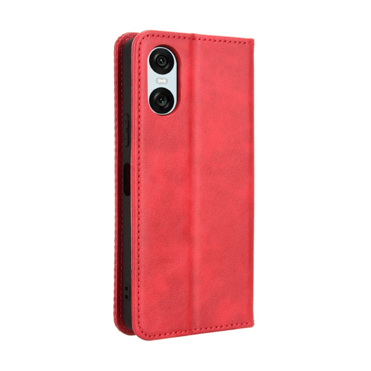 For Sony Xperia 10 VI 2024 Magnetic Buckle Retro Texture Leather Phone Case(Red) - Sony Cases by buy2fix | Online Shopping UK | buy2fix