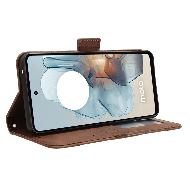 For Motorola Moto G Power 5G 2024 Skin Feel Calf Texture Card Slots Leather Phone Case(Brown) - Motorola Cases by buy2fix | Online Shopping UK | buy2fix