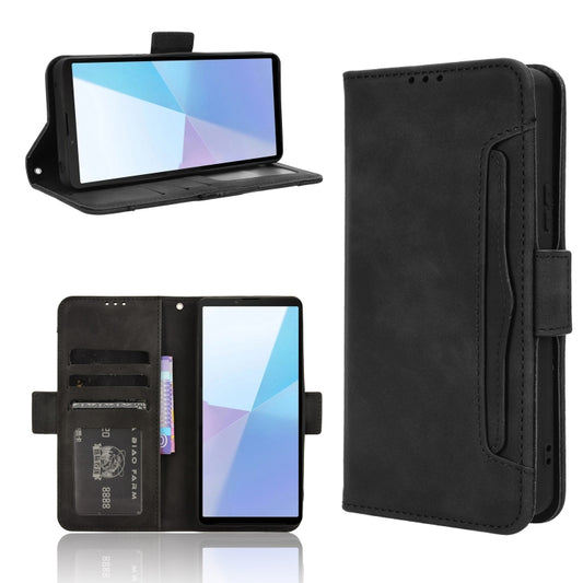 For Sony Xperia 10 VI 2024 Skin Feel Calf Texture Card Slots Leather Phone Case(Black) - Sony Cases by buy2fix | Online Shopping UK | buy2fix