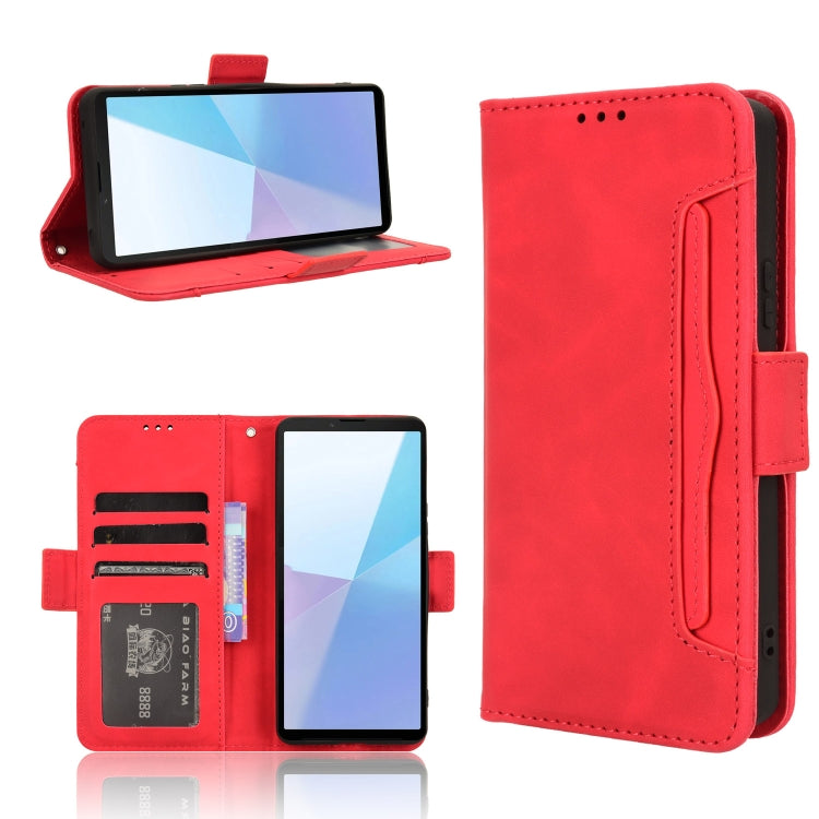 For Sony Xperia 10 VI 2024 Skin Feel Calf Texture Card Slots Leather Phone Case(Red) - Sony Cases by buy2fix | Online Shopping UK | buy2fix