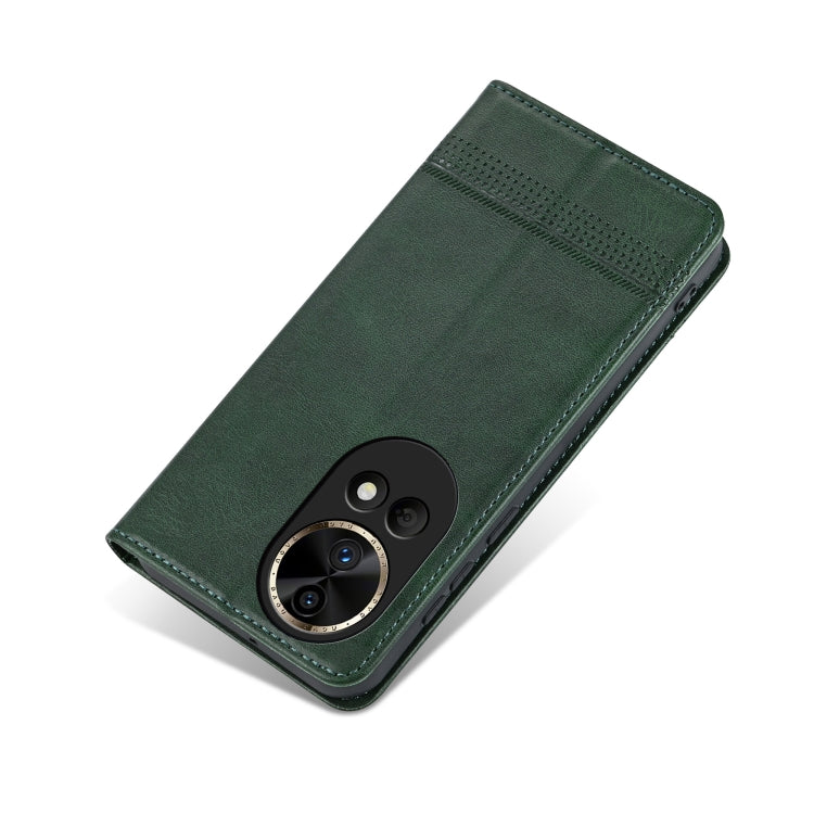 For Huawei nova 12 AZNS Magnetic Calf Texture Flip Leather Phone Case(Dark Green) - Huawei Cases by AZNS | Online Shopping UK | buy2fix