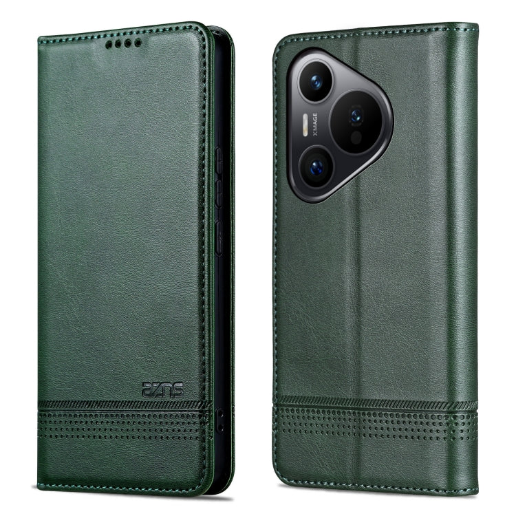 For Huawei Pura 70 AZNS Magnetic Calf Texture Flip Leather Phone Case(Dark Green) - Huawei Cases by AZNS | Online Shopping UK | buy2fix