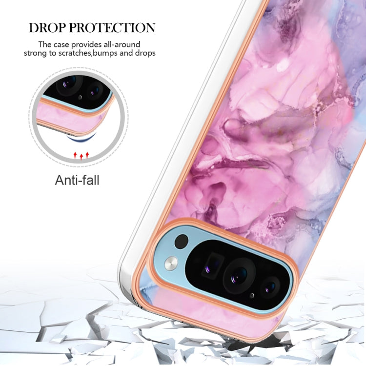 For Google Pixel 9 Pro XL Electroplating Marble Dual-side IMD Phone Case(Pink 013) - Google Cases by buy2fix | Online Shopping UK | buy2fix