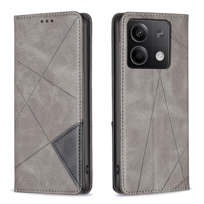 For Xiaomi Redmi Note 13 Rhombus Texture Magnetic Leather Phone Case(Grey) - Xiaomi Cases by buy2fix | Online Shopping UK | buy2fix