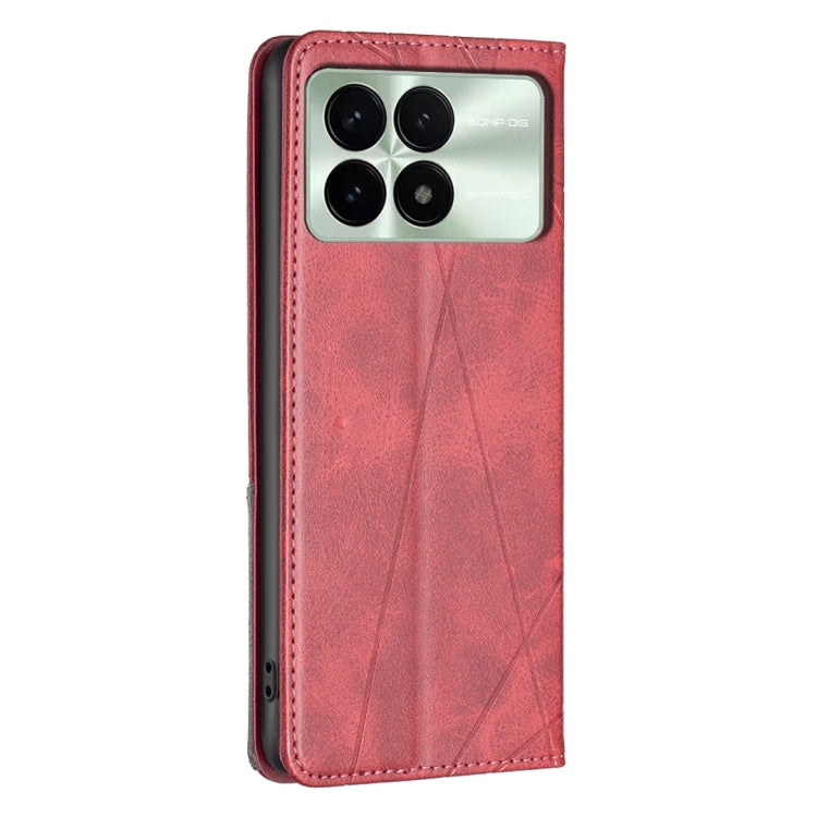 For Xiaomi Redmi K70 / K70 Pro Rhombus Texture Magnetic Leather Phone Case(Red) - K70 Pro Cases by buy2fix | Online Shopping UK | buy2fix