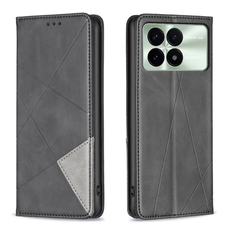 For Xiaomi Redmi K70E Rhombus Texture Magnetic Leather Phone Case(Black) - K70E Cases by buy2fix | Online Shopping UK | buy2fix