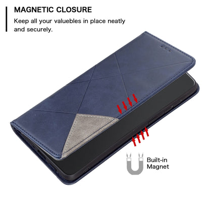 For Xiaomi Redmi K70E Rhombus Texture Magnetic Leather Phone Case(Blue) - K70E Cases by buy2fix | Online Shopping UK | buy2fix