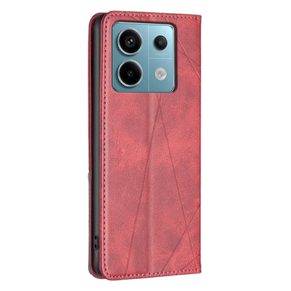 For Xiaomi Redmi Note 13 Pro 4G Global Rhombus Texture Magnetic Leather Phone Case(Red) - Note 13 Pro Cases by buy2fix | Online Shopping UK | buy2fix