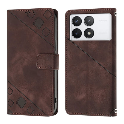 For Xiaomi Redmi K70 / K70 Pro Skin Feel Embossed Leather Phone Case(Brown) - K70 Cases by buy2fix | Online Shopping UK | buy2fix