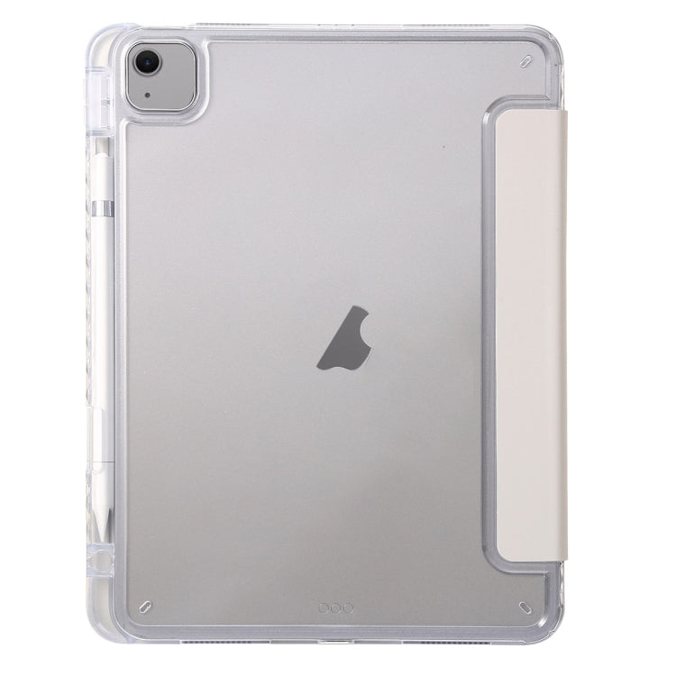 For iPad Air 11 2024 Clear Acrylic 3-Fold Leather Tablet Case(Grey) - iPad Air 11 2024 Cases by buy2fix | Online Shopping UK | buy2fix