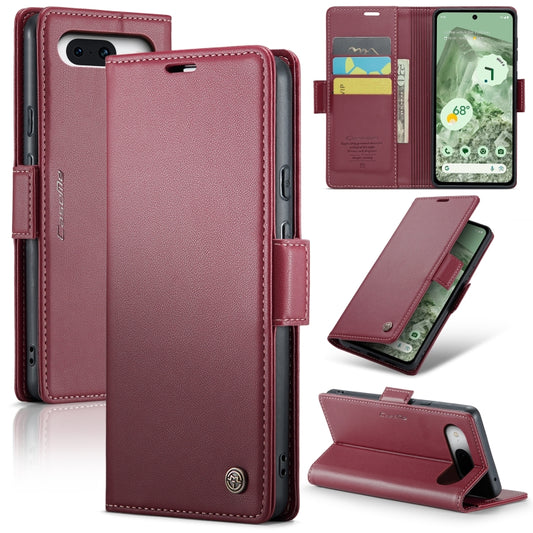 For Google Pixel 8a CaseMe 023 Butterfly Buckle Litchi Texture RFID Anti-theft Leather Phone Case(Wine Red) - Google Cases by CaseMe | Online Shopping UK | buy2fix