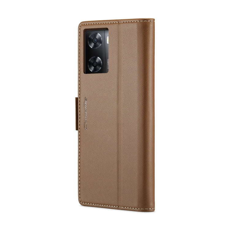 For OPPO A57 4G Global/A57s 4G Global CaseMe 023 Butterfly Buckle Litchi Texture RFID Anti-theft Leather Phone Case(Brown) - OPPO Cases by CaseMe | Online Shopping UK | buy2fix