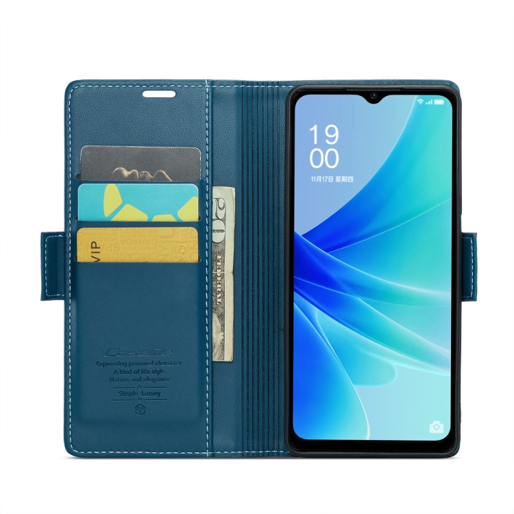 For OPPO A77s CaseMe 023 Butterfly Buckle Litchi Texture RFID Anti-theft Leather Phone Case(Blue) - OPPO Cases by CaseMe | Online Shopping UK | buy2fix