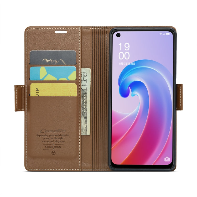 For OPPO A96 4G Global/A36 4G/K10 4G/A76 4G CaseMe 023 Butterfly Buckle Litchi Texture RFID Anti-theft Leather Phone Case(Brown) - OPPO Cases by CaseMe | Online Shopping UK | buy2fix