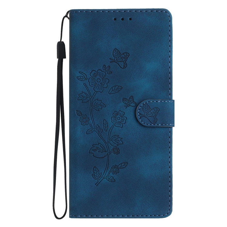 For iPhone 16 Pro Max Flower Butterfly Embossing Pattern Leather Phone Case(Blue) - iPhone 16 Pro Max Cases by buy2fix | Online Shopping UK | buy2fix