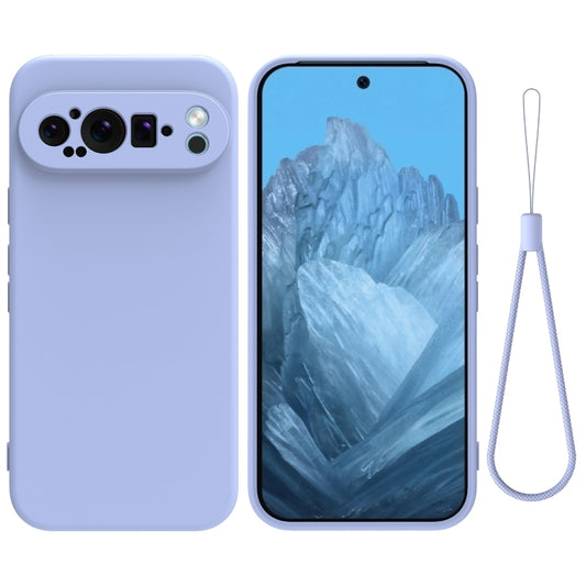 For Google Pixel 9 Pro XL Pure Color Liquid Silicone Shockproof Phone Case(Purple) - Google Cases by buy2fix | Online Shopping UK | buy2fix