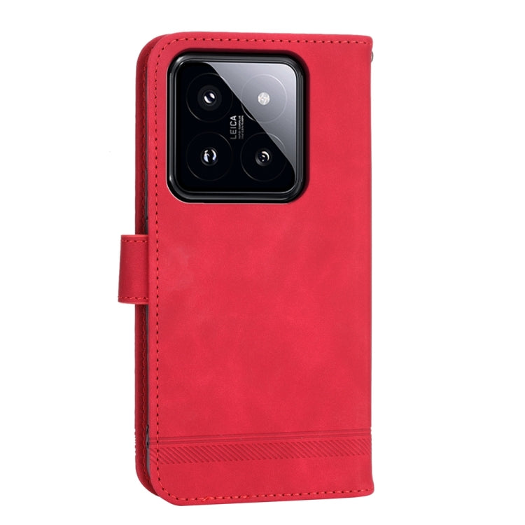 For Xiaomi 14 Pro Dierfeng Dream Line TPU + PU Leather Phone Case(Red) - 14 Pro Cases by buy2fix | Online Shopping UK | buy2fix