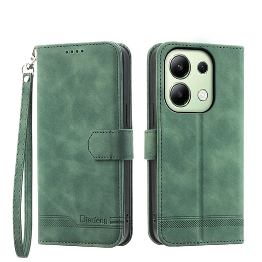 For Xiaomi Redmi Note13 4G Dierfeng Dream Line TPU + PU Leather Phone Case(Green) - Note 13 Cases by buy2fix | Online Shopping UK | buy2fix