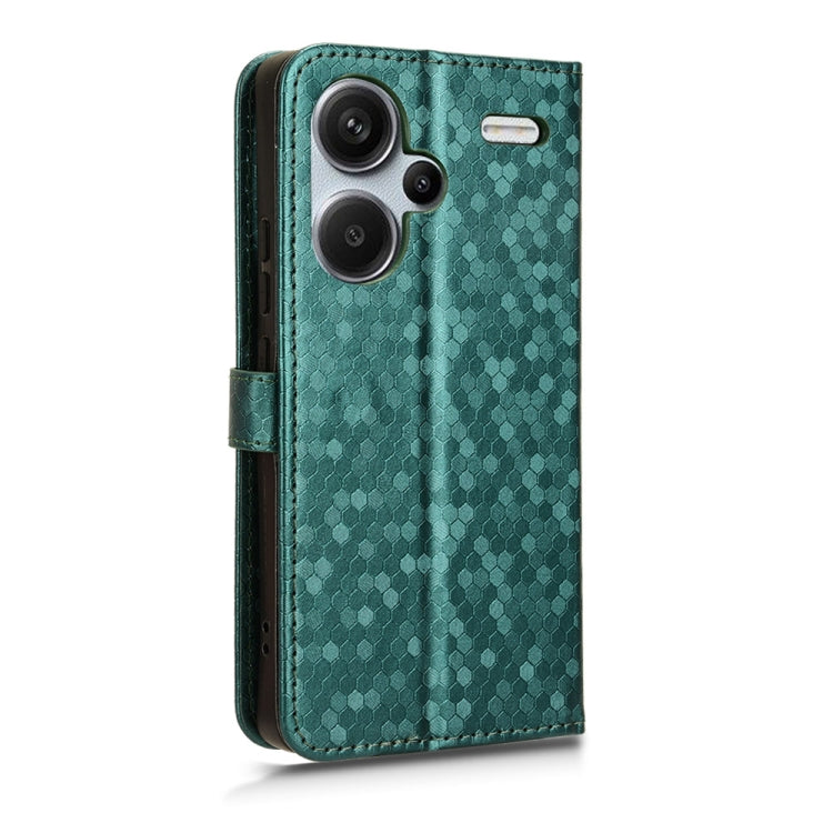 For Xiaomi Redmi Note 13 Pro+ 5G Honeycomb Dot Texture Leather Phone Case(Green) - Note 13 Pro+ Cases by buy2fix | Online Shopping UK | buy2fix