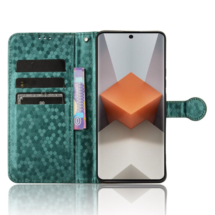 For Xiaomi Redmi Note 13 Pro+ 5G Honeycomb Dot Texture Leather Phone Case(Green) - Note 13 Pro+ Cases by buy2fix | Online Shopping UK | buy2fix