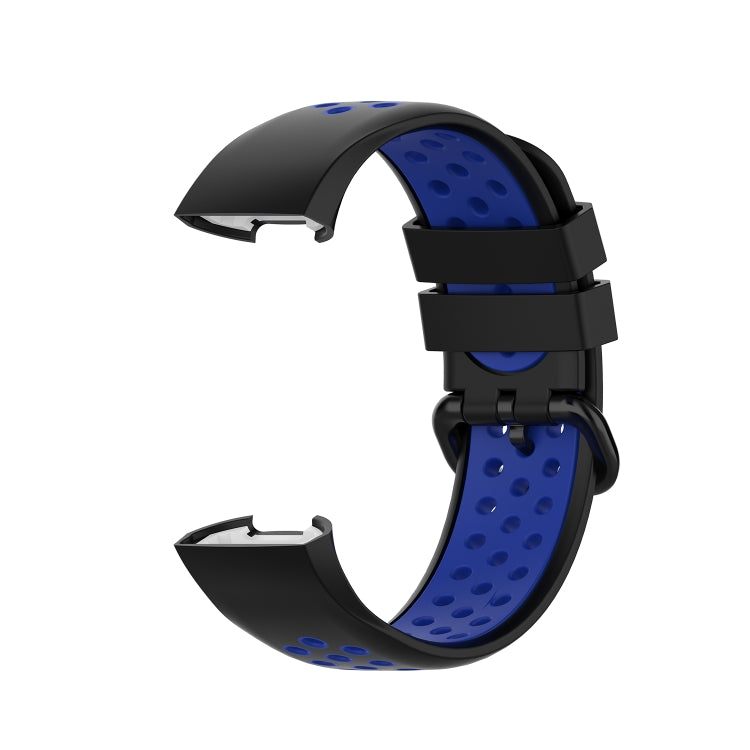 For Fitbit Charge 4 / Charge 3 / Charge 3 SE Watch Button Two Colors Silicone Replacement Strap Watchband(Black Blue) - Watch Bands by buy2fix | Online Shopping UK | buy2fix