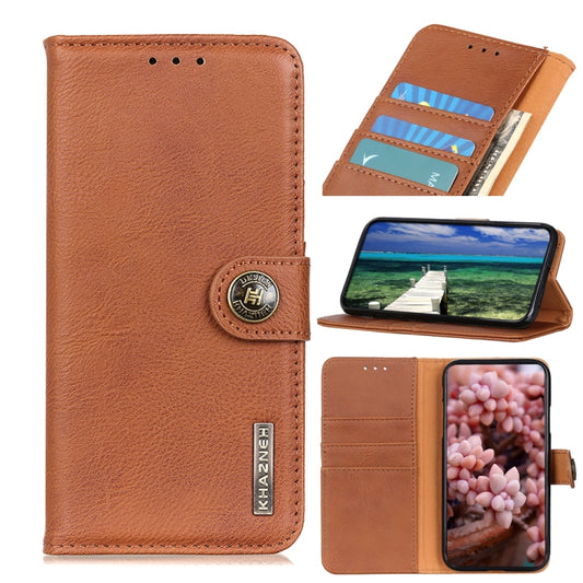 For Xiaomi Redmi Note 13 4G KHAZNEH Cowhide Texture Flip Leather Phone Case(Brown) - Note 13 Cases by buy2fix | Online Shopping UK | buy2fix