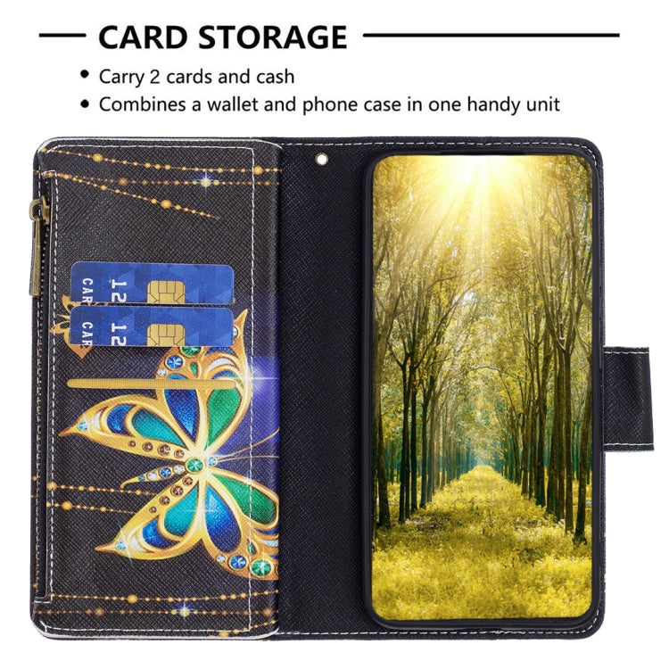 For Xiaomi Redmi Note 13 4G Global Colored Drawing Pattern Zipper Leather Phone Case(Big Butterfly) - Note 13 Cases by buy2fix | Online Shopping UK | buy2fix