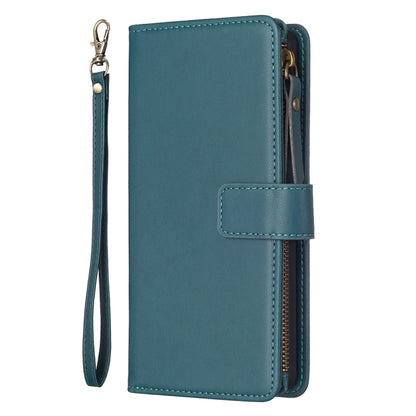 For Samsung Galaxy A25 5G 9 Card Slots Zipper Wallet Leather Flip Phone Case(Green) - Galaxy Phone Cases by buy2fix | Online Shopping UK | buy2fix