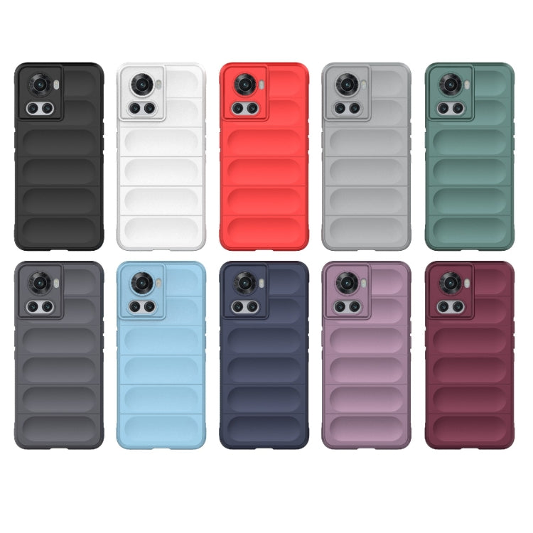 For OnePlus 10R 5G Global Magic Shield TPU + Flannel Phone Case(Dark Grey) - OnePlus Cases by buy2fix | Online Shopping UK | buy2fix