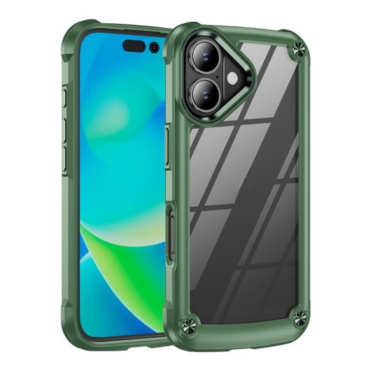 For iPhone 16 TPU + PC Lens Protection Phone Case(Green) - iPhone 16 Cases by buy2fix | Online Shopping UK | buy2fix