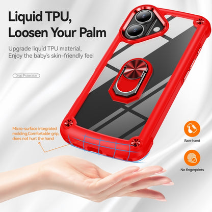 For iPhone 16 TPU + PC Lens Protection Phone Case with Ring Holder(Red) - iPhone 16 Cases by buy2fix | Online Shopping UK | buy2fix