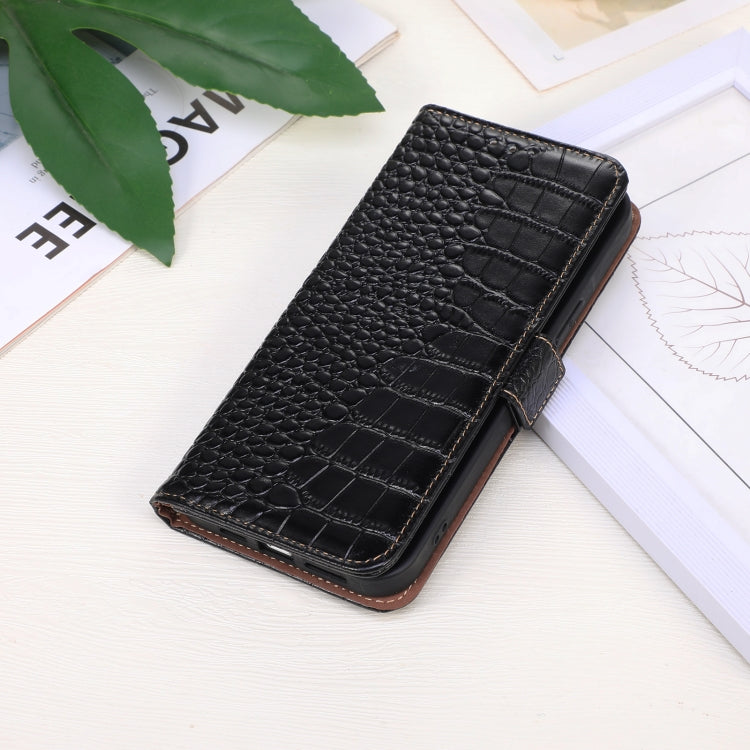 For iPhone 16 Pro Crocodile Top Layer Cowhide Leather Phone Case(Black) - iPhone 16 Pro Cases by buy2fix | Online Shopping UK | buy2fix