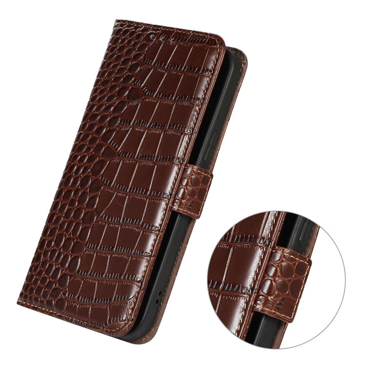 For iPhone 16 Crocodile Top Layer Cowhide Leather Phone Case(Brown) - iPhone 16 Cases by buy2fix | Online Shopping UK | buy2fix