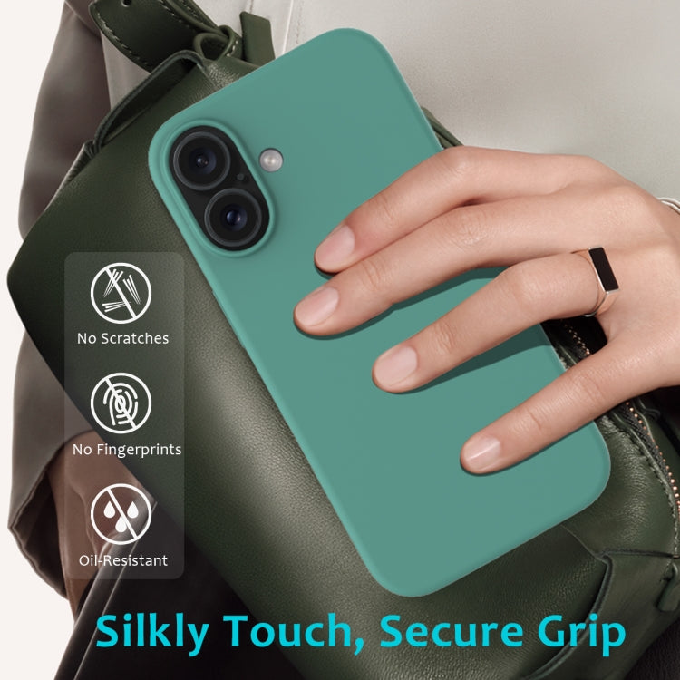 For iPhone 16 Plus Solid Color Silicone Phone Case(Pine Needle Green) - More iPhone Cases by buy2fix | Online Shopping UK | buy2fix