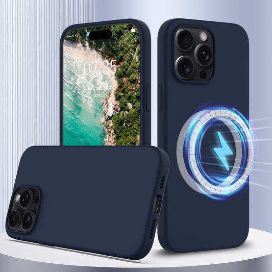 For iPhone 16 Pro Max Shockproof Silicone Magsafe Phone Case(Navy Blue) - iPhone 16 Pro Max Cases by buy2fix | Online Shopping UK | buy2fix