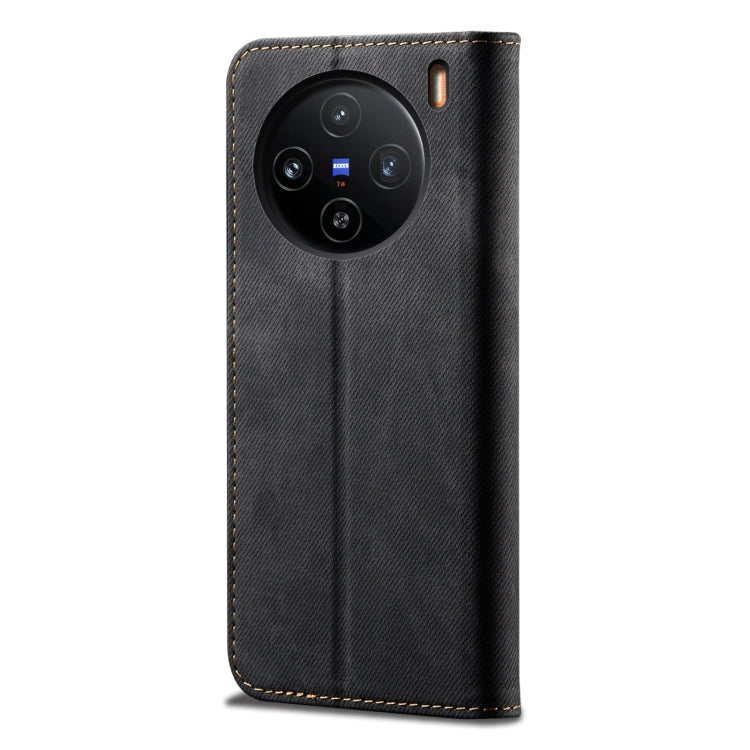 For vivo X100 Pro Denim Texture Flip Leather Phone Case(Black) - X100 Pro Cases by imak | Online Shopping UK | buy2fix