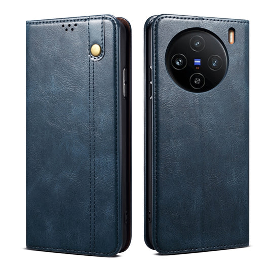 For vivo X100 Pro Oil Wax Crazy Horse Texture Leather Phone Case(Blue) - X100 Pro Cases by imak | Online Shopping UK | buy2fix