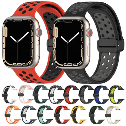 For Apple Watch 2 38mm Magnetic Buckle Silicone Watch Band(Red Black) - Watch Bands by buy2fix | Online Shopping UK | buy2fix