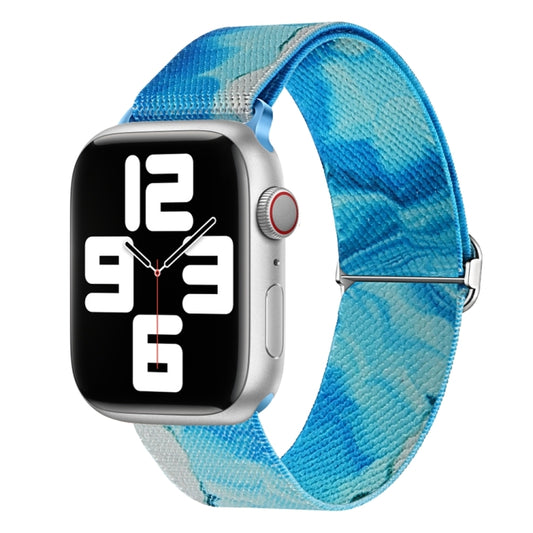 For Apple Watch Ultra 49mm Painted Pattern Nylon Replacement Watch Band(Ocean Blue) - Watch Bands by buy2fix | Online Shopping UK | buy2fix