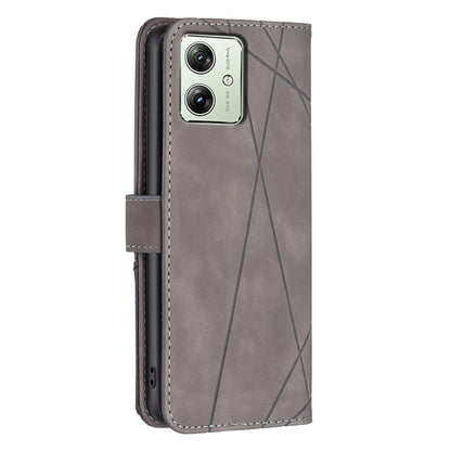 For Motorola Moto G54 5G EU Edition Magnetic Buckle Rhombus Texture Leather Phone Case(Grey) - Motorola Cases by buy2fix | Online Shopping UK | buy2fix