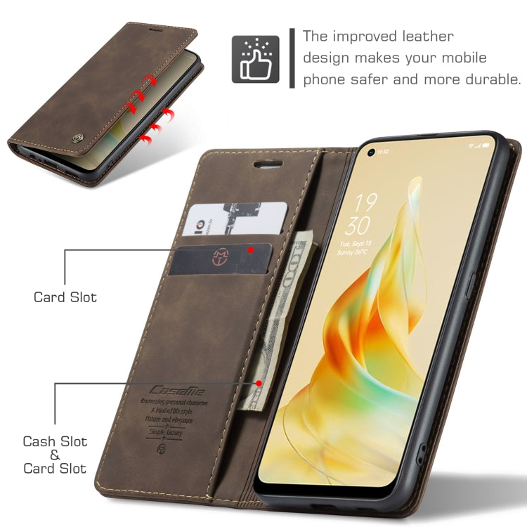 For OPPO Reno8 T 4G CaseMe 013 Multifunctional Horizontal Flip Leather Phone Case(Coffee) - OPPO Cases by CaseMe | Online Shopping UK | buy2fix