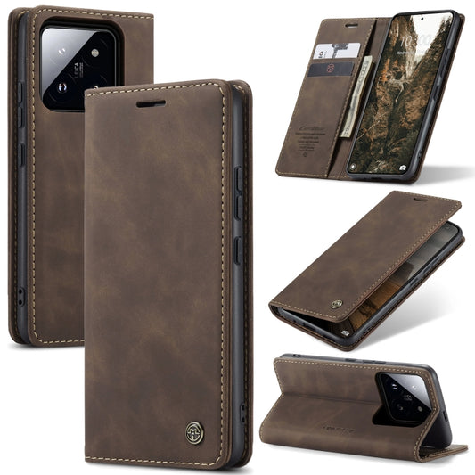 For Xiaomi 14 Pro CaseMe 013 Multifunctional Horizontal Flip Leather Phone Case(Coffee) - 14 Pro Cases by CaseMe | Online Shopping UK | buy2fix