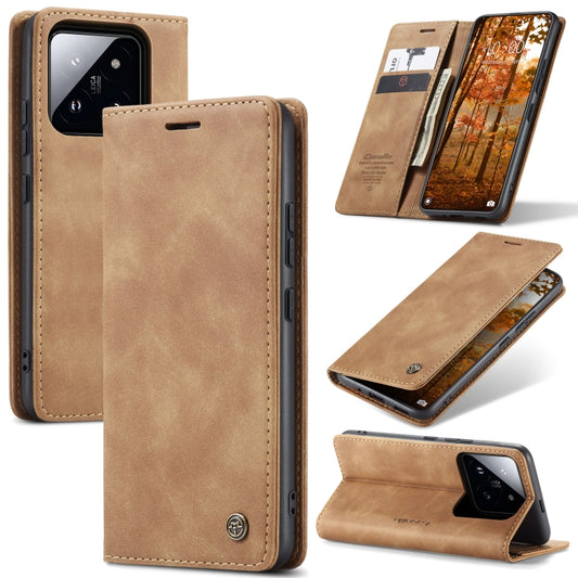 For Xiaomi 14 Pro CaseMe 013 Multifunctional Horizontal Flip Leather Phone Case(Brown) - 14 Pro Cases by CaseMe | Online Shopping UK | buy2fix