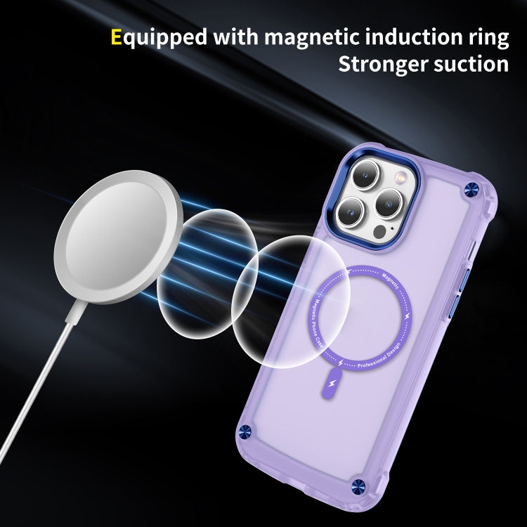 For iPhone 14 Skin Feel TPU + PC MagSafe Magnetic Phone Case(Transparent Purple) - iPhone 14 Cases by buy2fix | Online Shopping UK | buy2fix