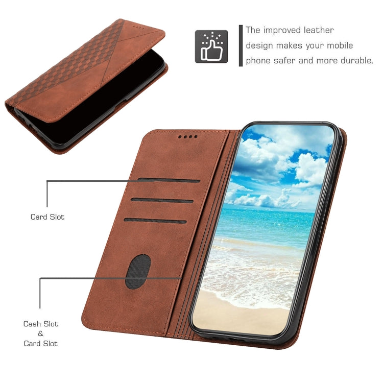 For Xiaomi Redmi K70 / K70 Pro Diamond Splicing Skin Feel Magnetic Leather Phone Case(Brown) - K70 Pro Cases by buy2fix | Online Shopping UK | buy2fix
