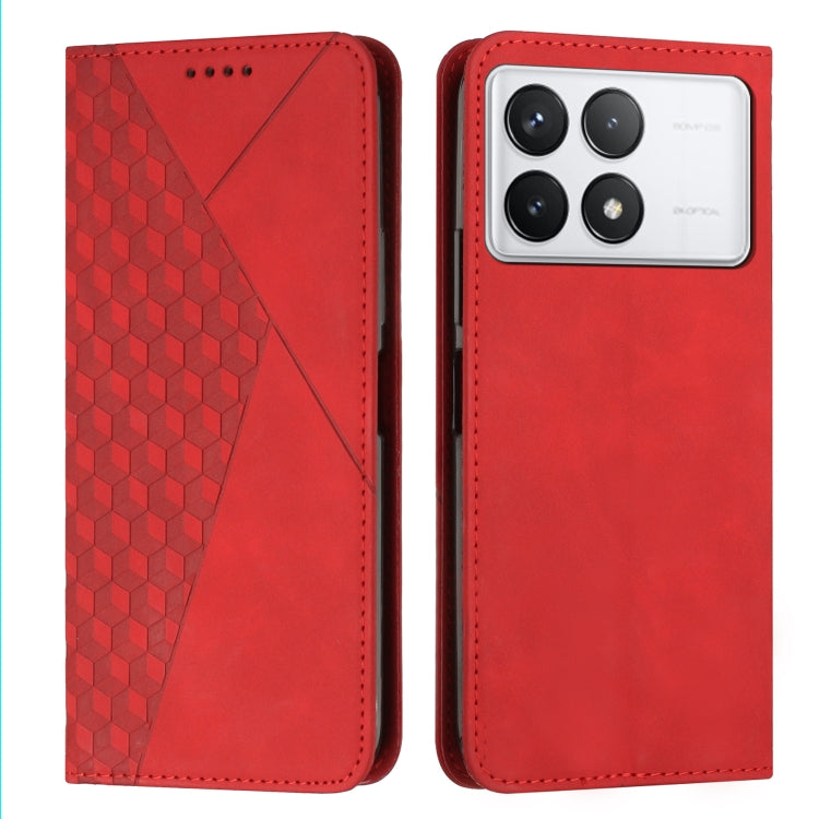 For Xiaomi Redmi K70 / K70 Pro Diamond Splicing Skin Feel Magnetic Leather Phone Case(Red) - K70 Pro Cases by buy2fix | Online Shopping UK | buy2fix