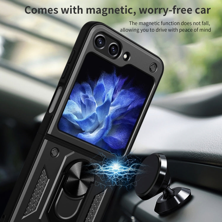 For Samsung Galaxy Z Flip6 Armor Magnetic Bracket TPU+PC Phone Case(Black) - Galaxy Z Flip6 5G Cases by buy2fix | Online Shopping UK | buy2fix