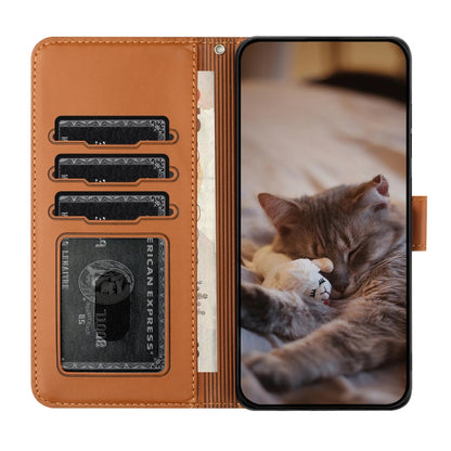 For iPhone SE 2024 Cat Embossing Pattern Leather Phone Case with Lanyard(Brown) - More iPhone Cases by buy2fix | Online Shopping UK | buy2fix